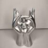 Silver Face Art Pen Holder & Candle Holder – Modern Table Decor