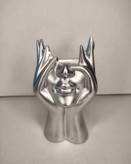 Silver Face Art Pen Holder & Candle Holder – Modern Table Decor