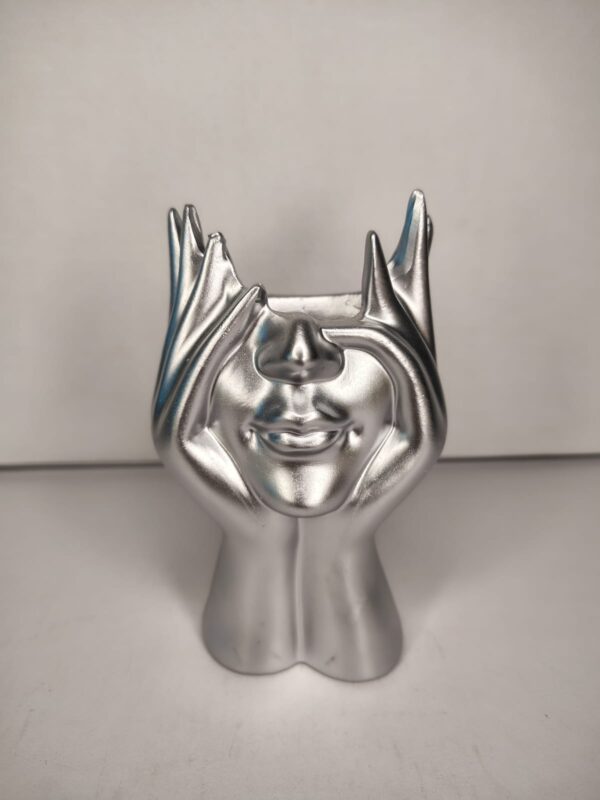 Silver Face Art Pen Holder & Candle Holder – Modern Table Decor