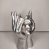 Silver Face Art Pen Holder & Candle Holder – Modern Table Decor