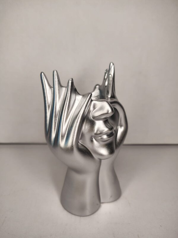 Silver Face Art Pen Holder & Candle Holder – Modern Table Decor