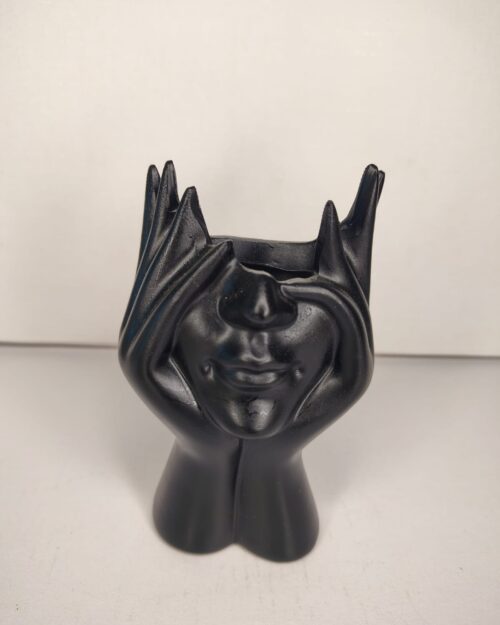 WhatsApp Image 2026-03-04 at 12.21.22 PM (1) Black Face Art Pen Holder & Candle Holder – Modern Table Decor