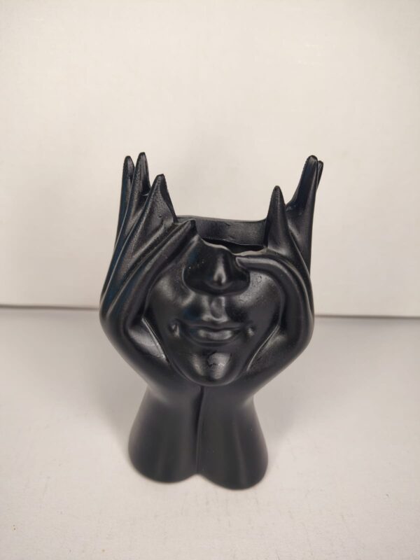 Black Face Art Pen Holder & Candle Holder – Modern Table Decor