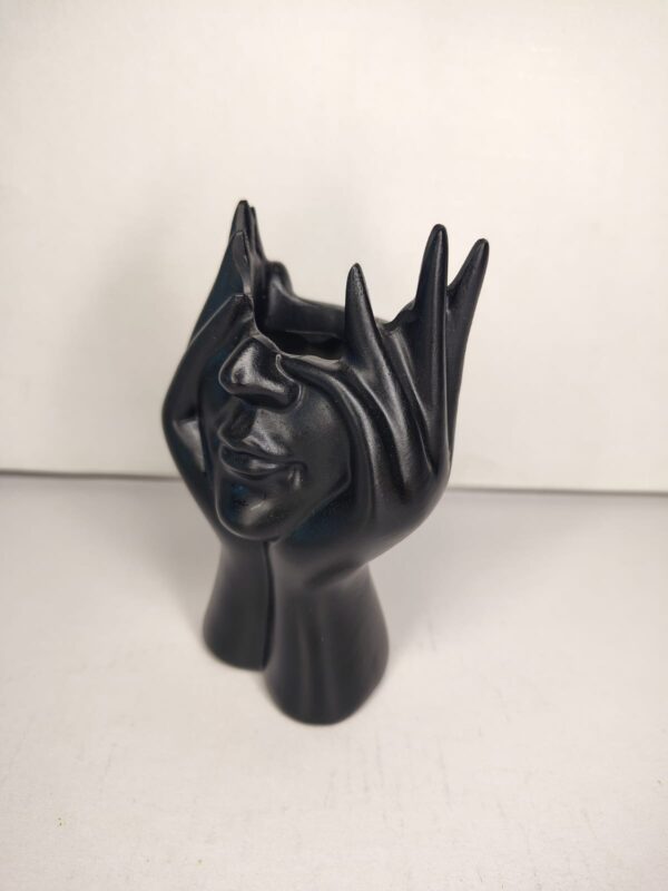 Black Face Art Pen Holder & Candle Holder – Modern Table Decor