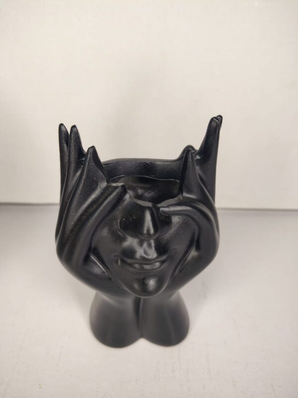Black Face Art Pen Holder & Candle Holder – Modern Table Decor