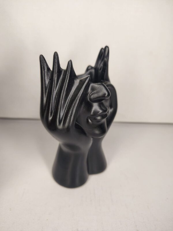 Black Face Art Pen Holder & Candle Holder – Modern Table Decor