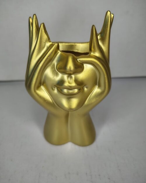 WhatsApp Image 2026-03-04 at 12.21.24 PM (1) Gold Face Art Pen Holder & Candle Holder – Modern Table Decor