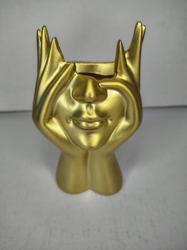 Gold Face Art Pen Holder & Candle Holder – Modern Table Decor