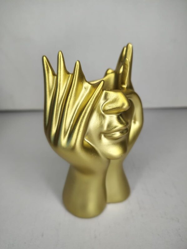 Gold Face Art Pen Holder & Candle Holder – Modern Table Decor
