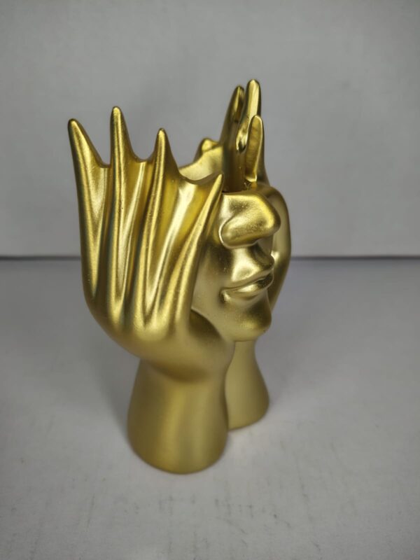 Gold Face Art Pen Holder & Candle Holder – Modern Table Decor