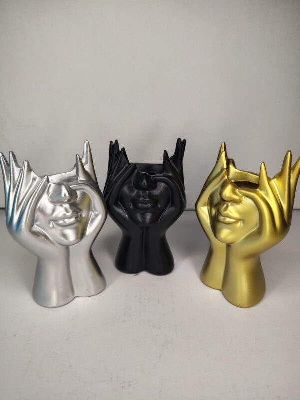 Silver Face Art Pen Holder & Candle Holder – Modern Table Decor