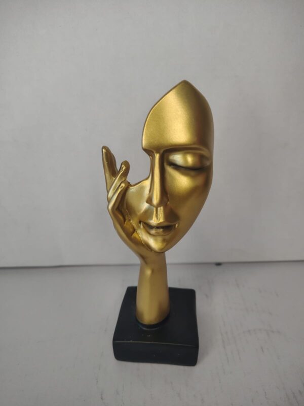 Minimalist Abstract Face Sculpture Gold – Modern Artistic Table Décor