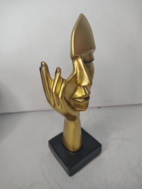 Minimalist Abstract Face Sculpture Gold – Modern Artistic Table Décor