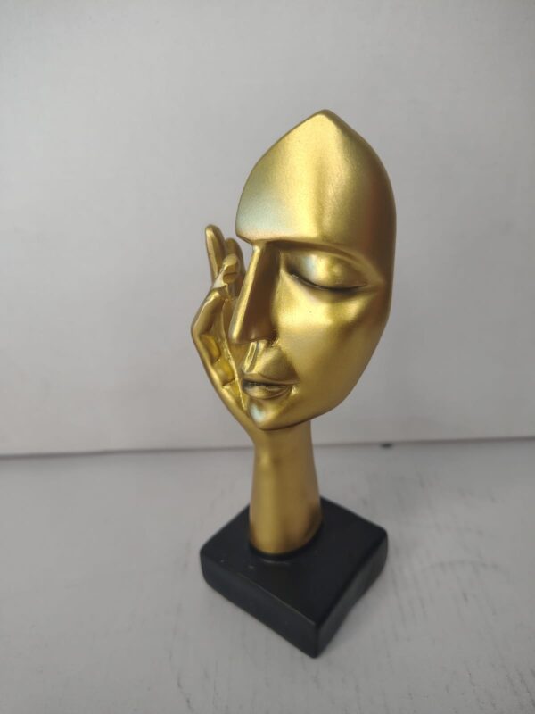 Minimalist Abstract Face Sculpture Gold – Modern Artistic Table Décor
