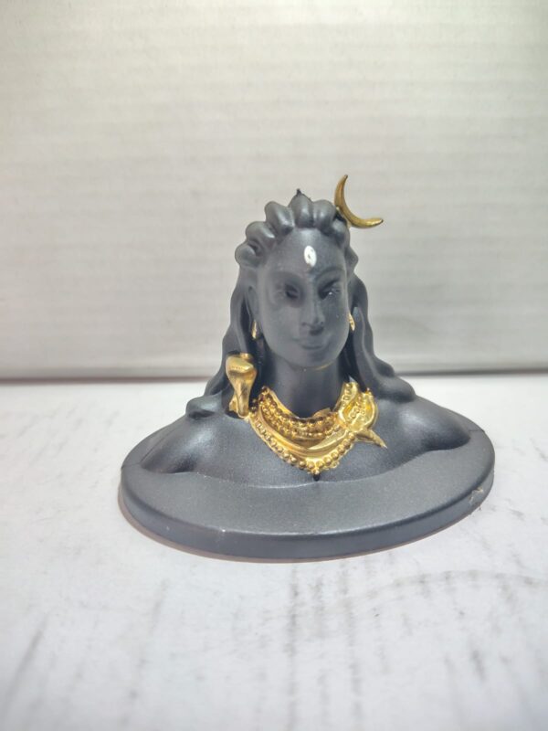 Modern Lord Shiva Bust Idol – Black & Gold Spiritual Decor Statue | 3 Inch