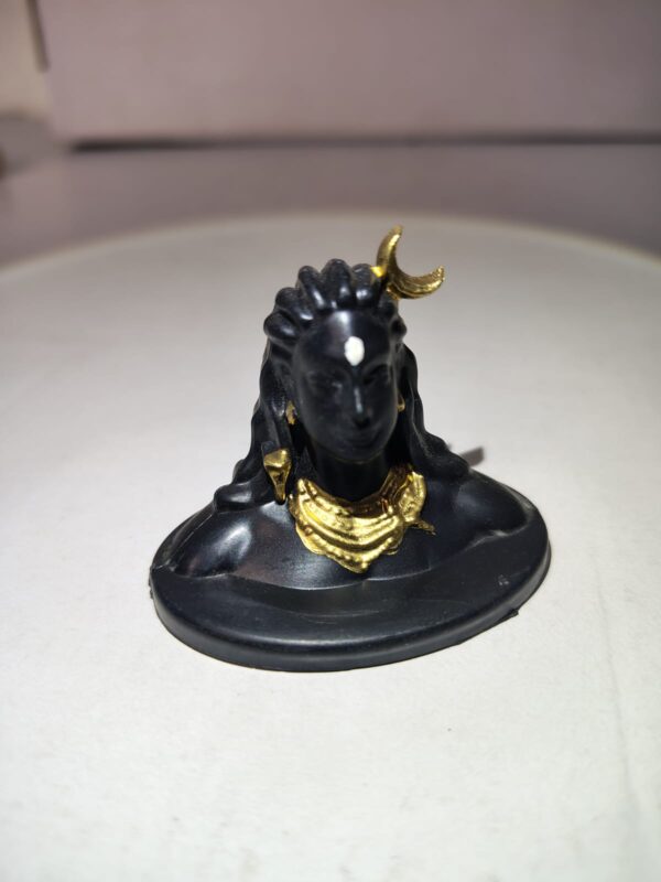 Modern Lord Shiva Bust Idol – Black & Gold Spiritual Decor Statue | 3 Inch