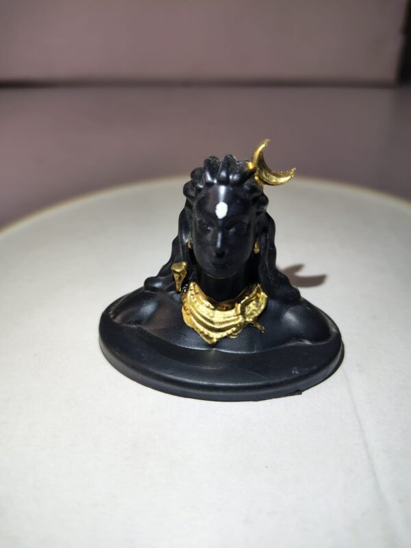 Modern Lord Shiva Bust Idol – Black & Gold Spiritual Decor Statue | 3 Inch