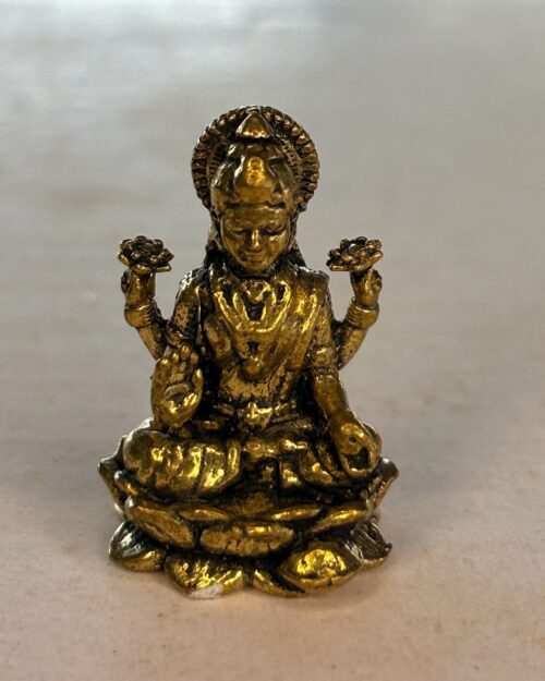 Mini Goddess Lakshmi Idol – Antique Finish Prosperity Figurine | 1 Inch