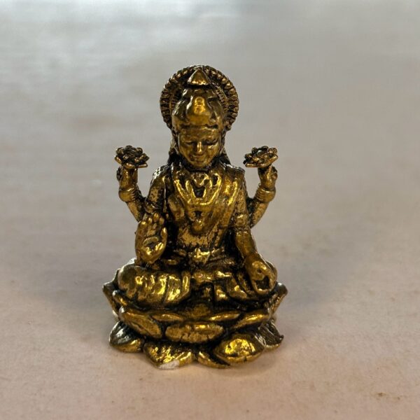 Mini Goddess Lakshmi Idol – Antique Finish Prosperity Figurine | 1 Inch