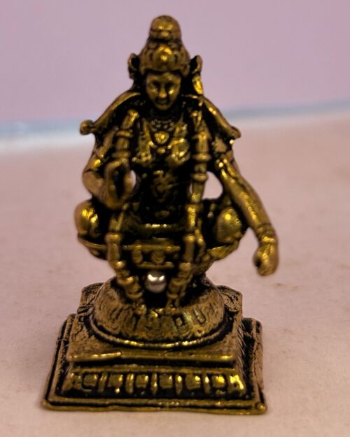 Mini Lord Ayyappa Idol – Antique Finish Spiritual Figurine | 1 Inch