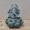 ganesh idol Mini Ganesh on Lotus Statue – Antique Green Finish Spiritual Idol | 3 Inch