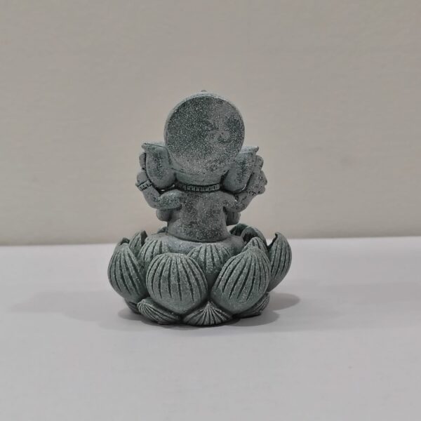ganesh idol Mini Ganesh on Lotus Statue – Antique Green Finish Spiritual Idol | 3 Inch