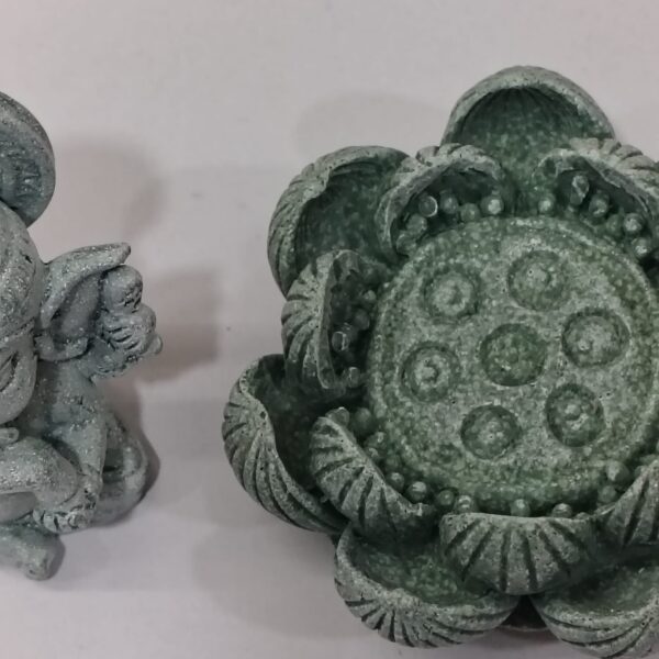 ganesh idol Mini Ganesh on Lotus Statue – Antique Green Finish Spiritual Idol | 3 Inch