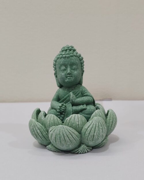 Meditating Buddha on Lotus Statue – Antique Green Finish Spiritual Idol | 3 Inch | 295