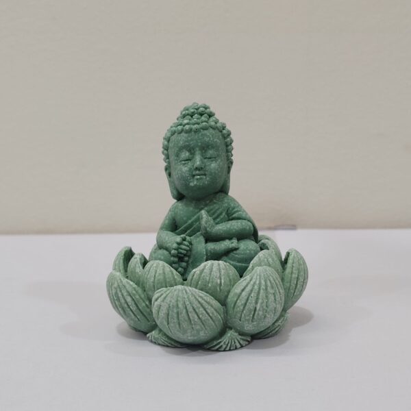 buddha small marble idol Meditating Buddha on Lotus Statue – Antique Green Finish Spiritual Idol | 3 Inch | 295