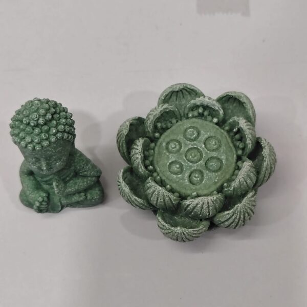 buddha 3 inch poly marble Meditating Buddha on Lotus Statue – Antique Green Finish Spiritual Idol | 3 Inch | 295