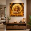 Surya Dev Seven Horses Golden Wall Art - 24 x 24 inch