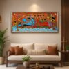 2999 4 1/4 Feet Anantha Shayana Mahavishnu Framed Wall Art | Premium Matte Finish Wooden Frame Hindu Devotional Painting for Home, Temple & Office