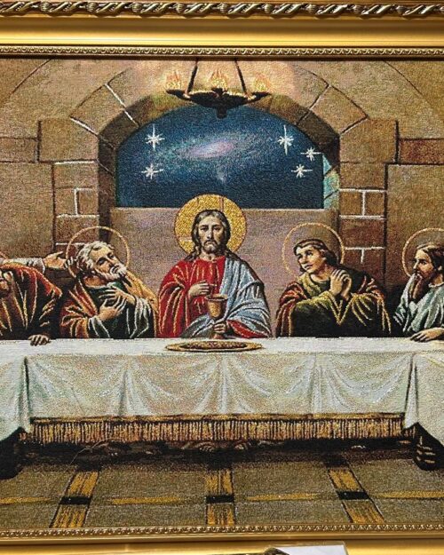 The Last Supper Religious Wall Cloth Frame | 33 x 19 Inch