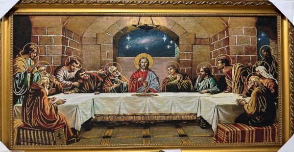 LS The Last Supper Religious Wall Cloth Frame | 33 x 19 Inch