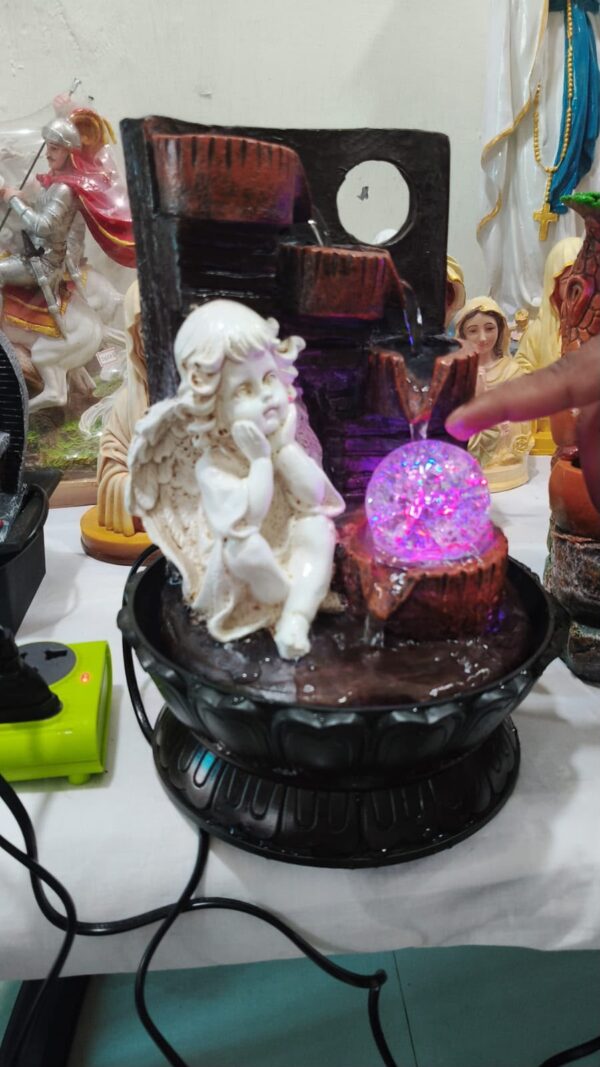 Angel Water Fountain with LED Crystal Ball | Resin Tabletop Indoor Decorative Waterfall Fountain