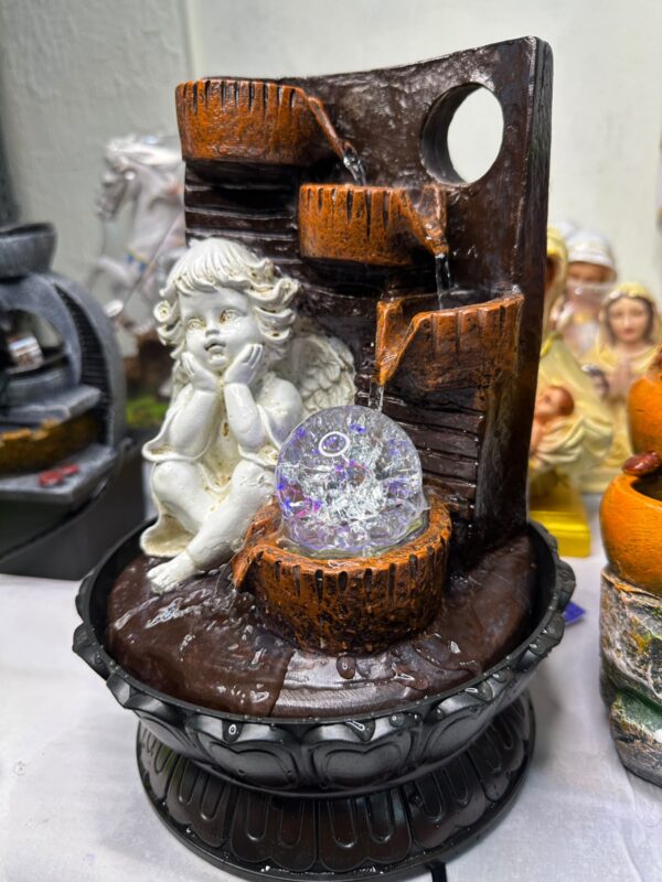 Angel Water Fountain with LED Crystal Ball | Resin Tabletop Indoor Decorative Waterfall Fountain