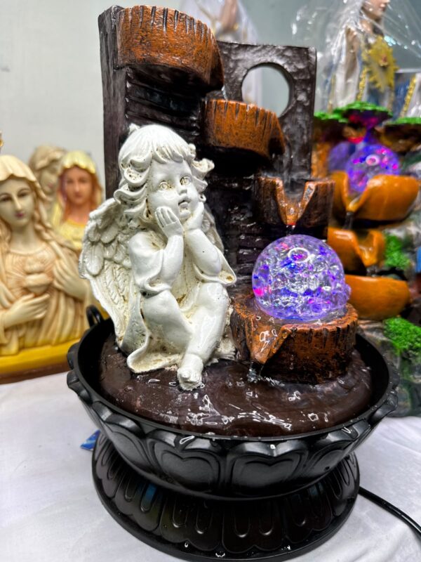 Angel Water Fountain with LED Crystal Ball | Resin Tabletop Indoor Decorative Waterfall Fountain