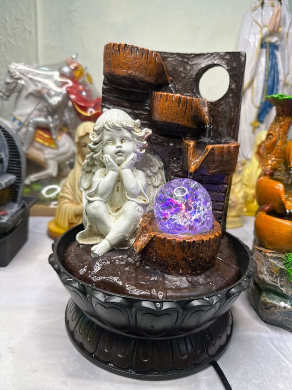 Angel Water Fountain with LED Crystal Ball | Resin Tabletop Indoor Decorative Waterfall Fountain