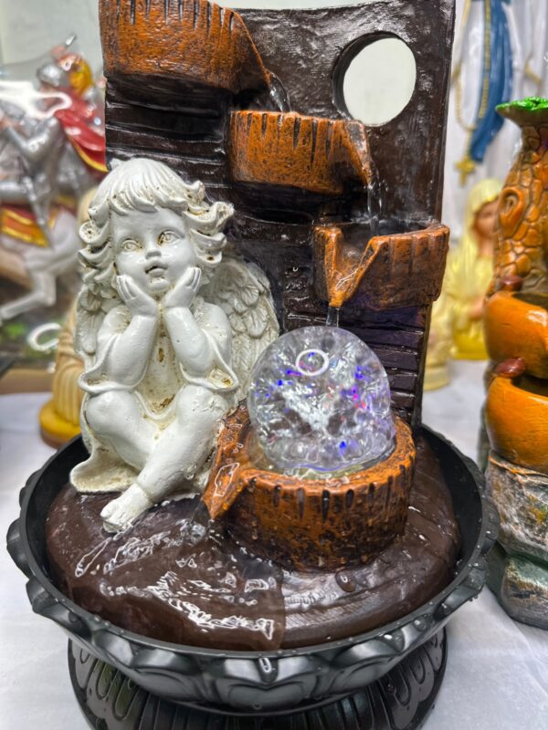 Angel Water Fountain with LED Crystal Ball | Resin Tabletop Indoor Decorative Waterfall Fountain