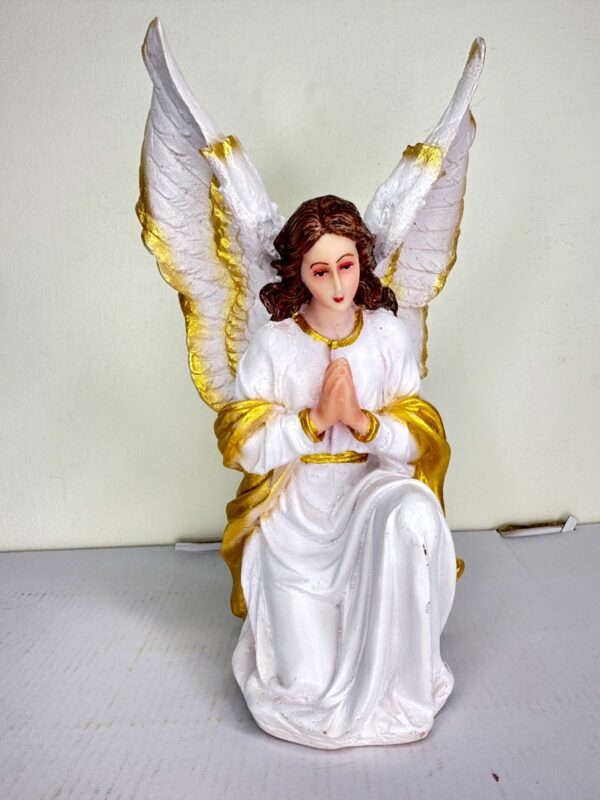 9 Inch Kneeling Guardian Angel Statue | Praying Angel Resin Religious Figurine for Home, Church & Prayer Room
