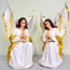 9 Inch Kneeling Guardian Angel Statue Pair | Praying Angel Resin Religious Figurine for Home, Church & Prayer Room