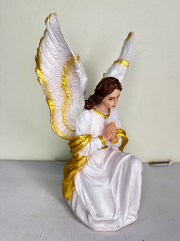 9 Inch Kneeling Guardian Angel Statue Pair | Praying Angel Resin Religious Figurine for Home, Church & Prayer Room