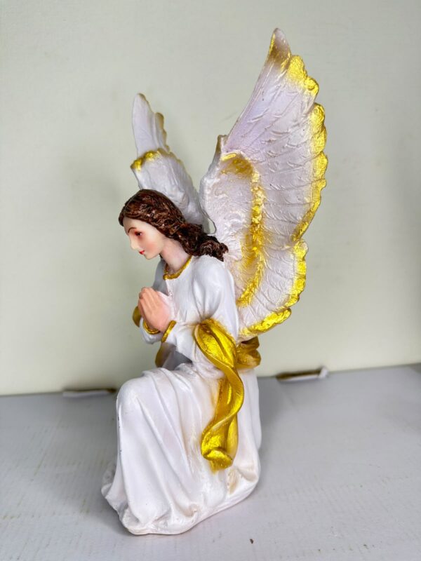 9 Inch Kneeling Guardian Angel Statue Pair | Praying Angel Resin Religious Figurine for Home, Church & Prayer Room