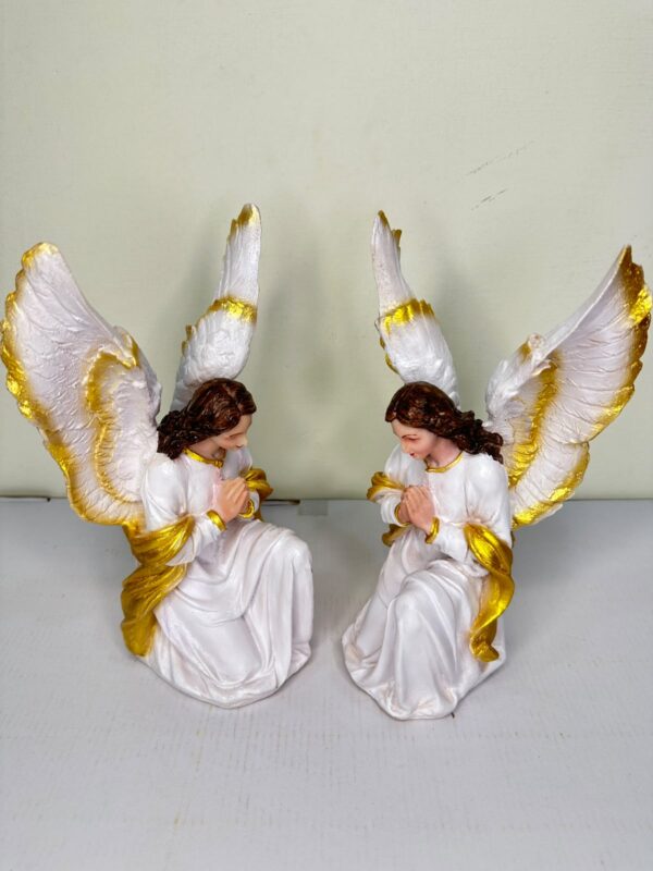 9 Inch Kneeling Guardian Angel Statue Pair | Praying Angel Resin Religious Figurine for Home, Church & Prayer Room