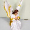 9 Inch Kneeling Guardian Angel Statue Pair | Praying Angel Resin Religious Figurine for Home, Church & Prayer Room