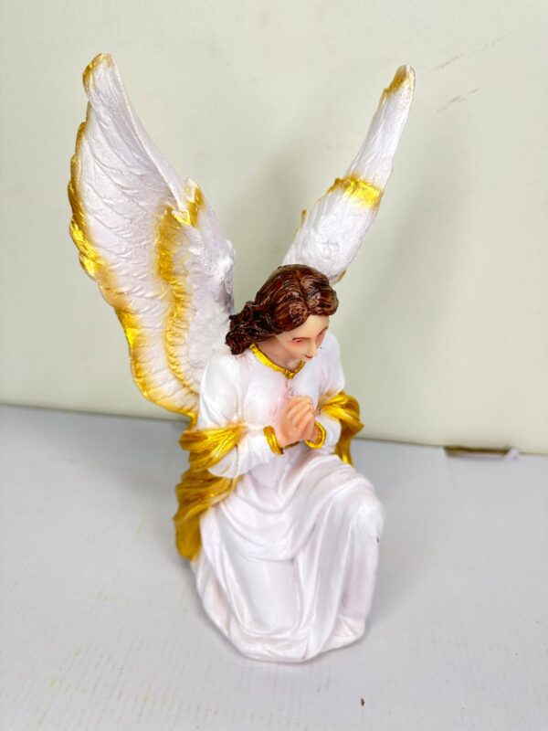 9 Inch Kneeling Guardian Angel Statue Pair | Praying Angel Resin Religious Figurine for Home, Church & Prayer Room