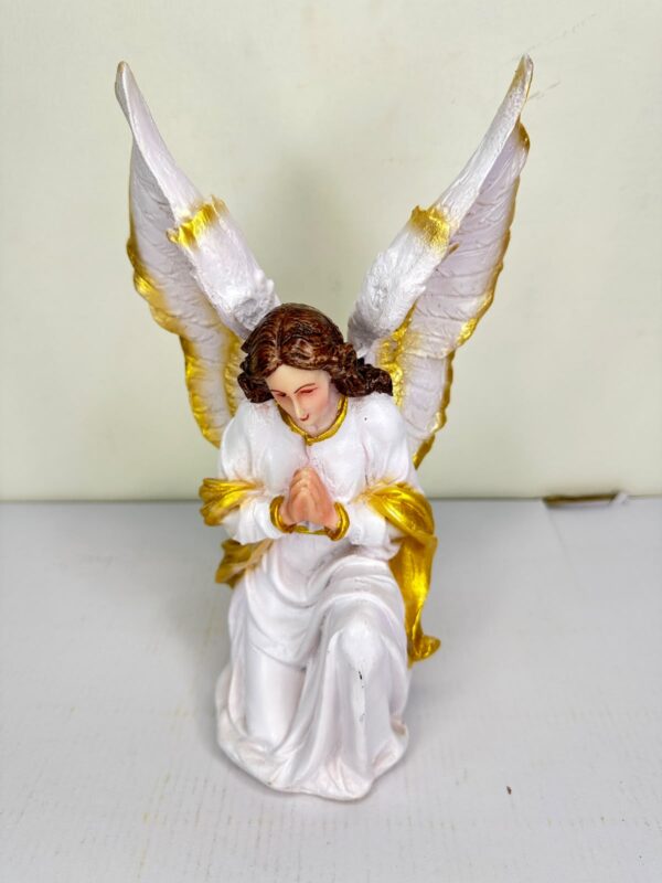 9 Inch Kneeling Guardian Angel Statue Pair | Praying Angel Resin Religious Figurine for Home, Church & Prayer Room