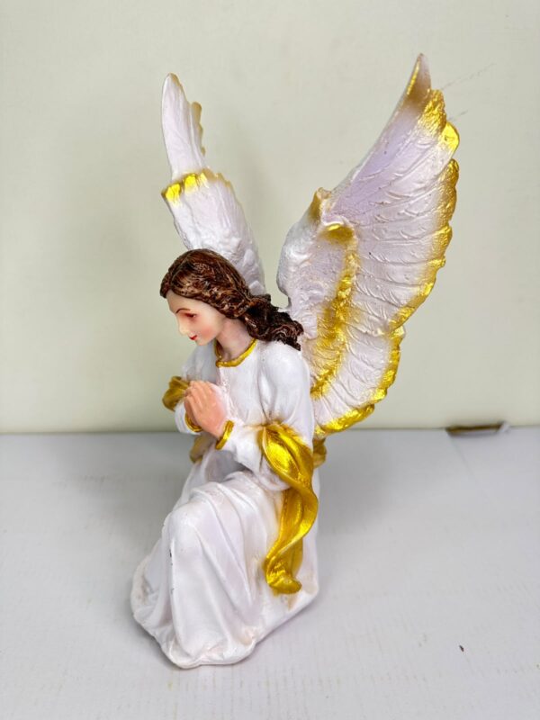 9 Inch Kneeling Guardian Angel Statue Pair | Praying Angel Resin Religious Figurine for Home, Church & Prayer Room