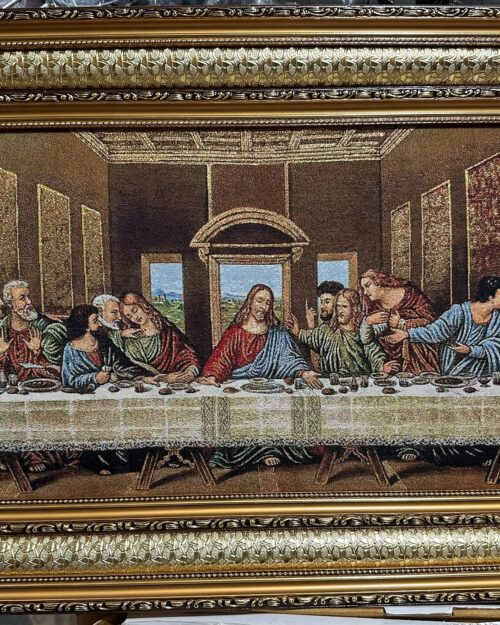 The Last Supper Religious Wall Cloth Frame | 28 x 17 Inch