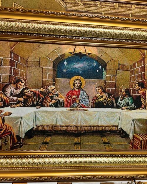 The Last Supper Religious Wall Cloth Frame | 38 x 24 Inch